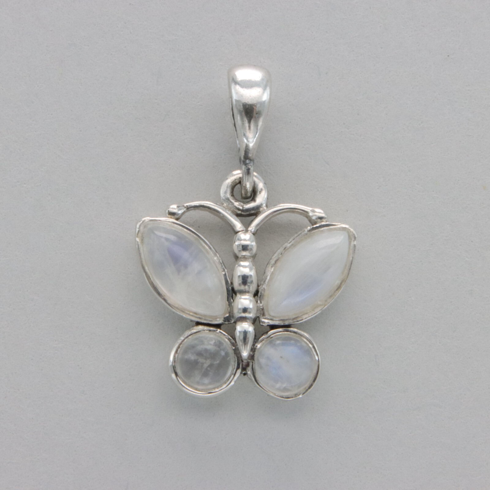 Rainbow MOONSTONE Butterfly Pendant Genuine Natural 925 STERLING SILVER #9e