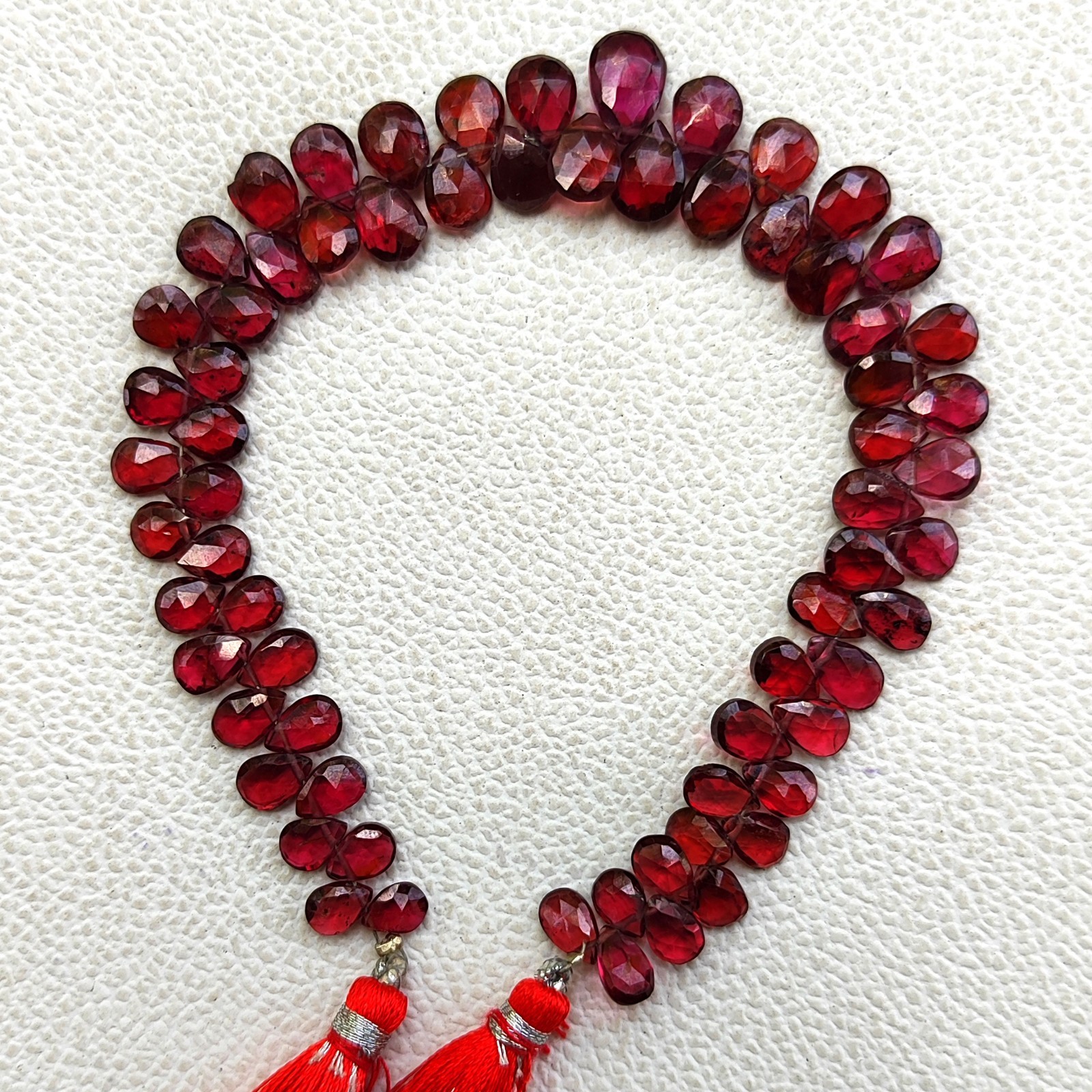 Mozambique Garnet Faceted Pear Gems Briolette Beads 7×5-8×6 mm Size 8″ Strand