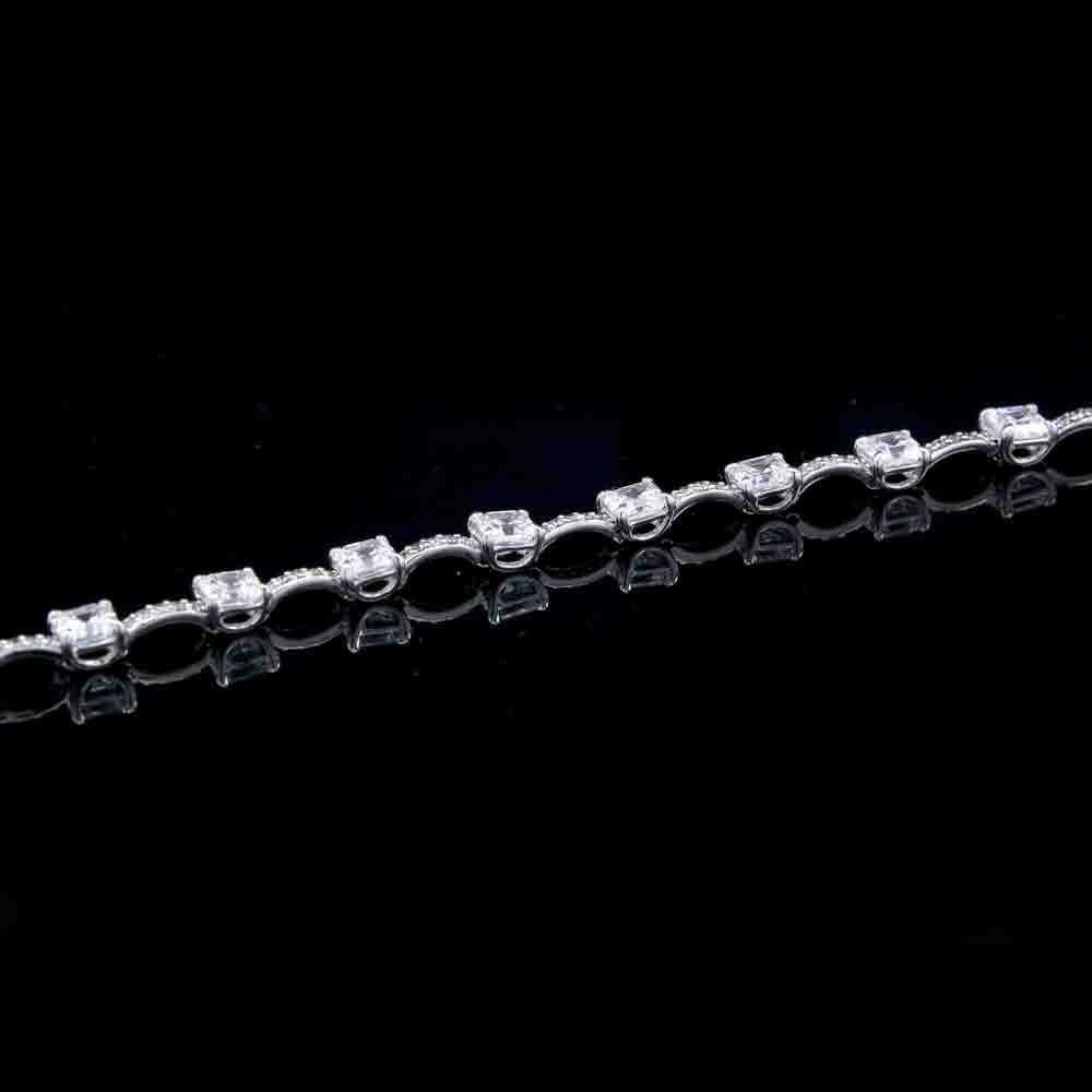 12.03Ct Simulated Asscher Diamond Station Line 7.5″ Bracelet 925 Sterling Silver