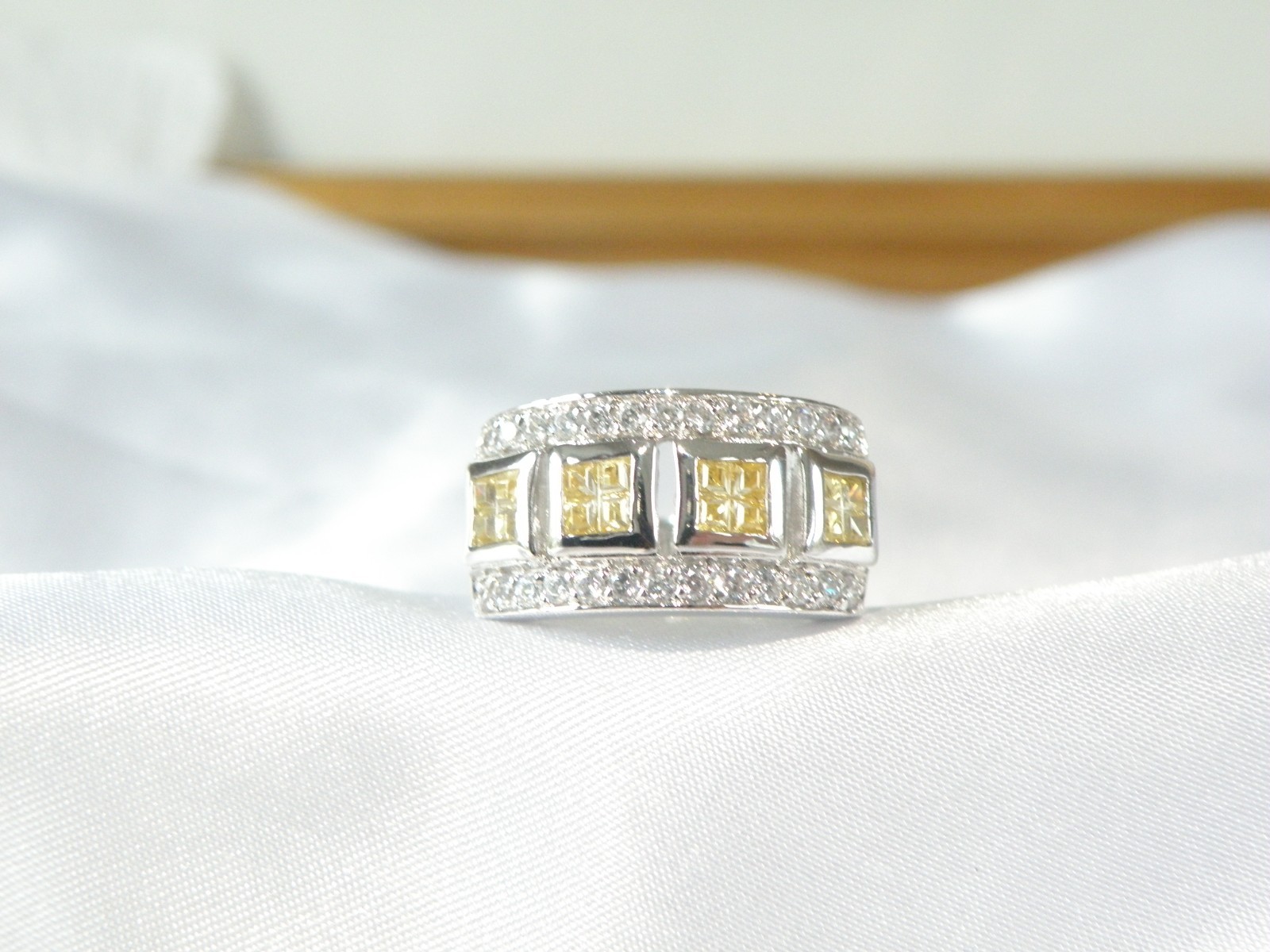 Victoria Wieck Sterling Silver 925 Channel Set Yellow CZ Ring Size 8
