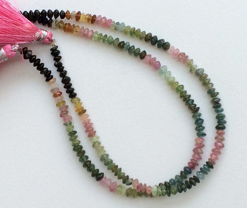 4-5mm Multi Tourmaline Plain Button Beads, Shaded Multi Tourmaline 10 Inch Plain
