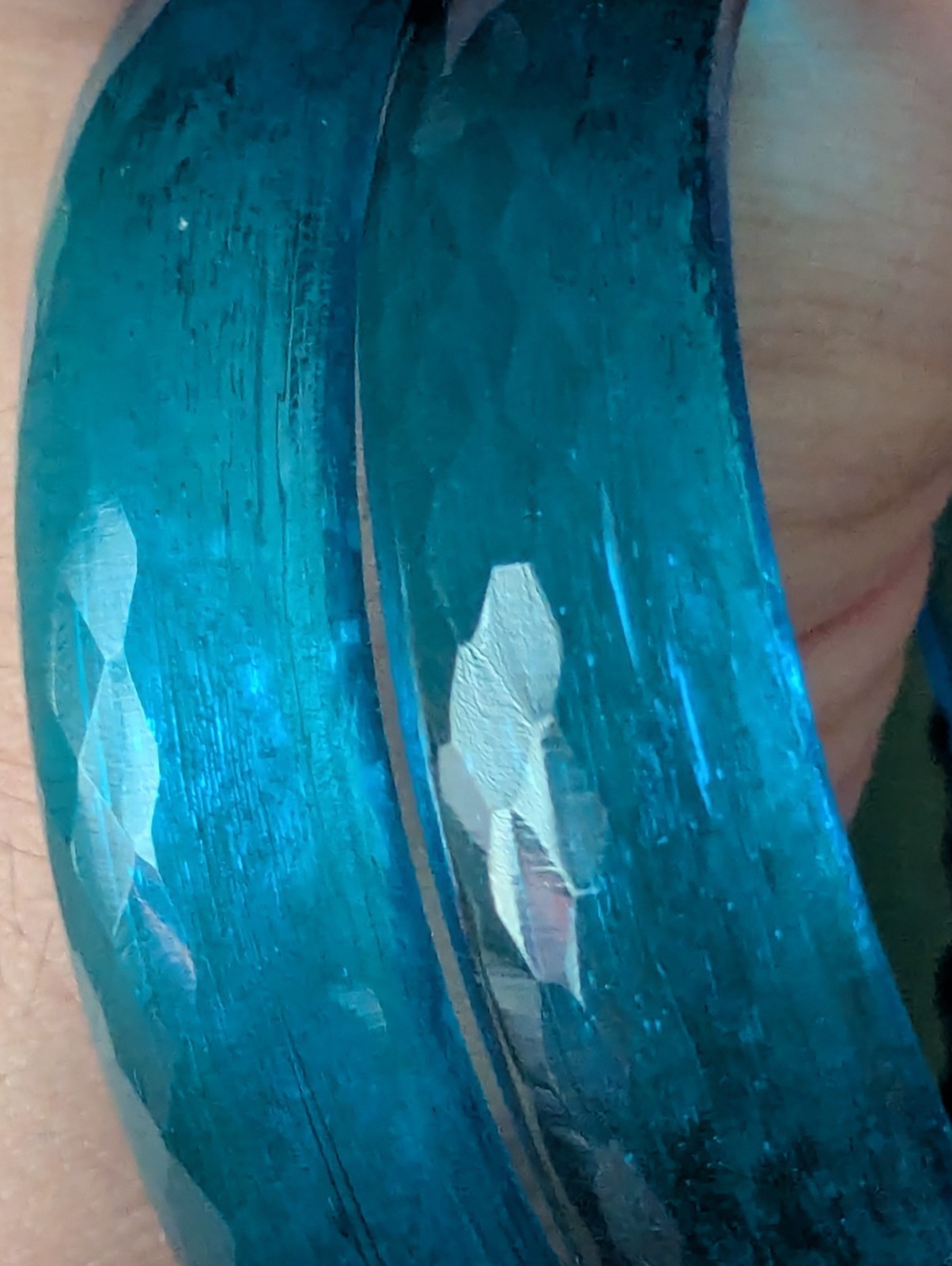 Blue Polished Hydroglass Topaz Bracelet Bangle 61mm (single one)