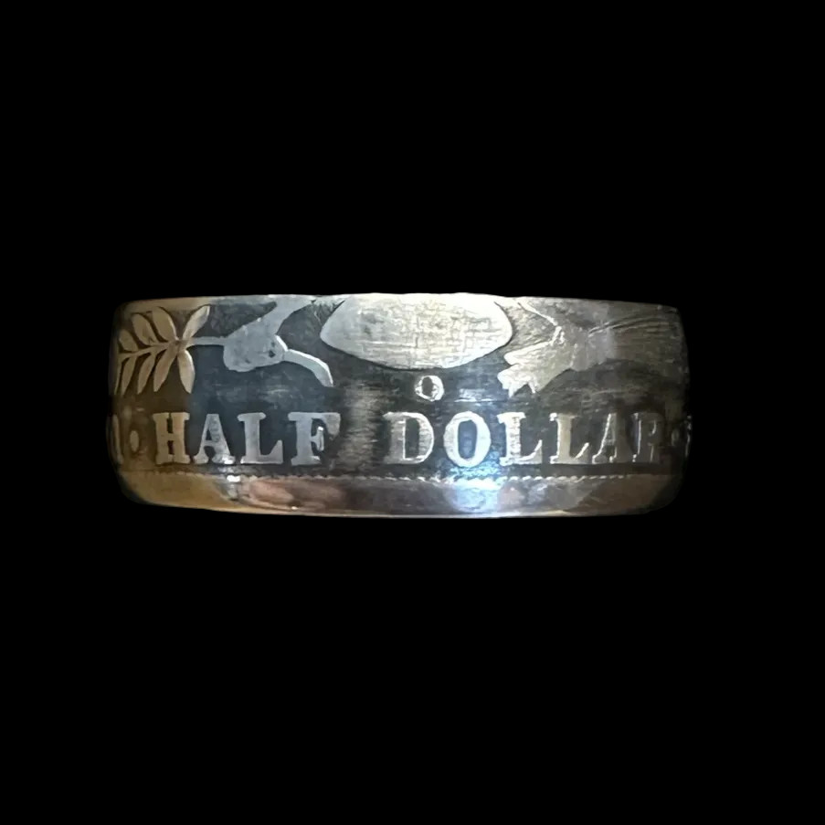 Antique U.S. Barber 90% Silver Half Dollar Coin Ring Band Jewelry NEW