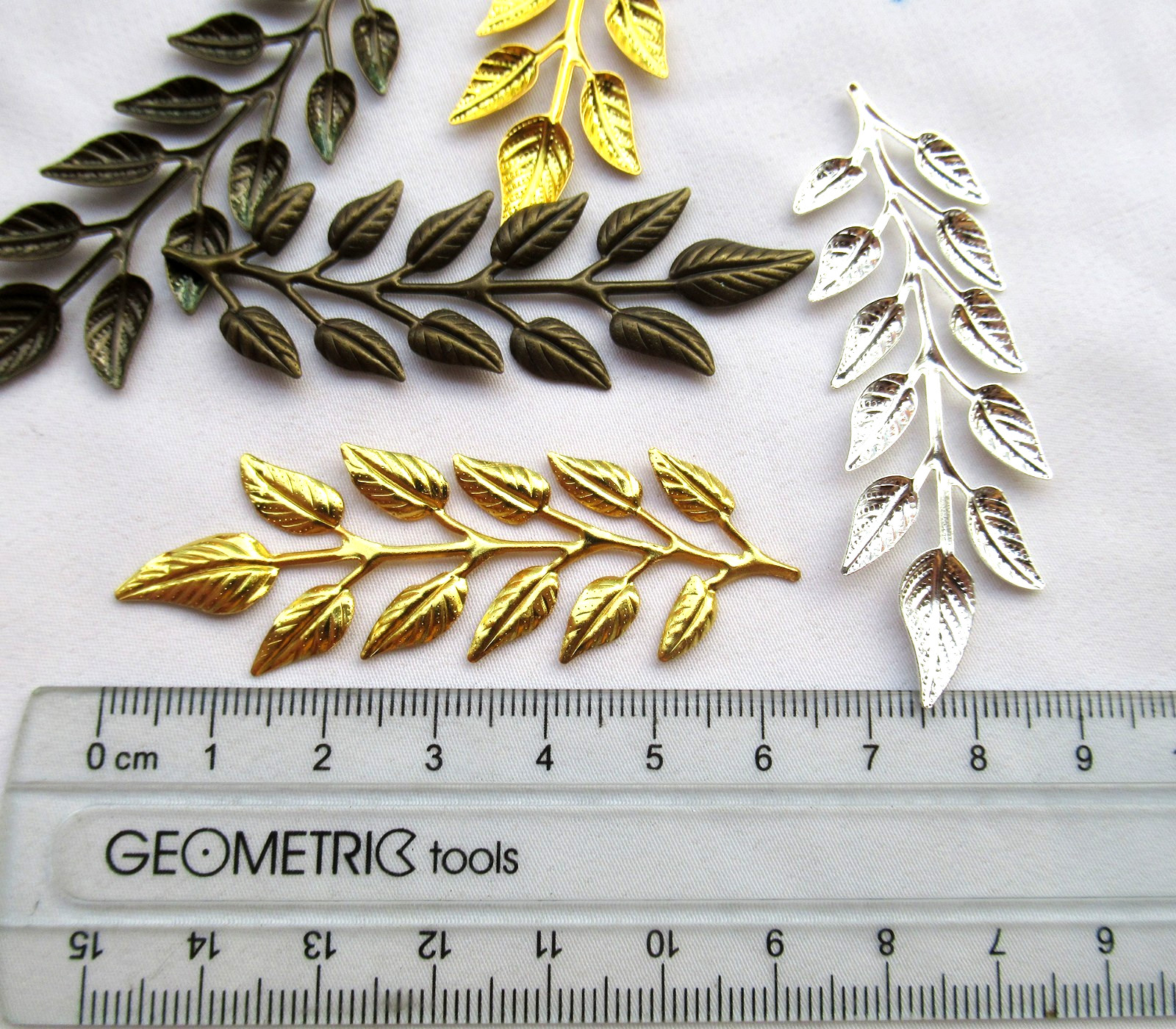 40pcs Leaf Filigree 21x64mm Plated Brass Findings DIY Crafts Supply