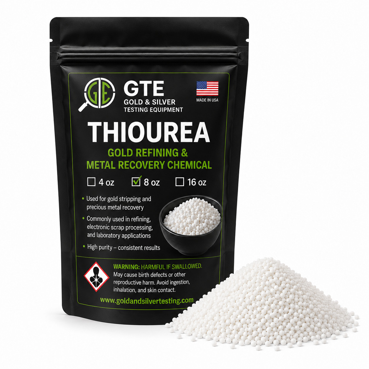 Thiourea 8 oz Gold Stripping Powder Precious Metal Recovery Refining Chemical
