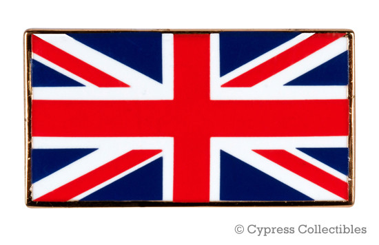 UK FLAG ENAMEL LAPEL PIN GOLD BORDER UNION JACK United Kingdom British TIE TACK