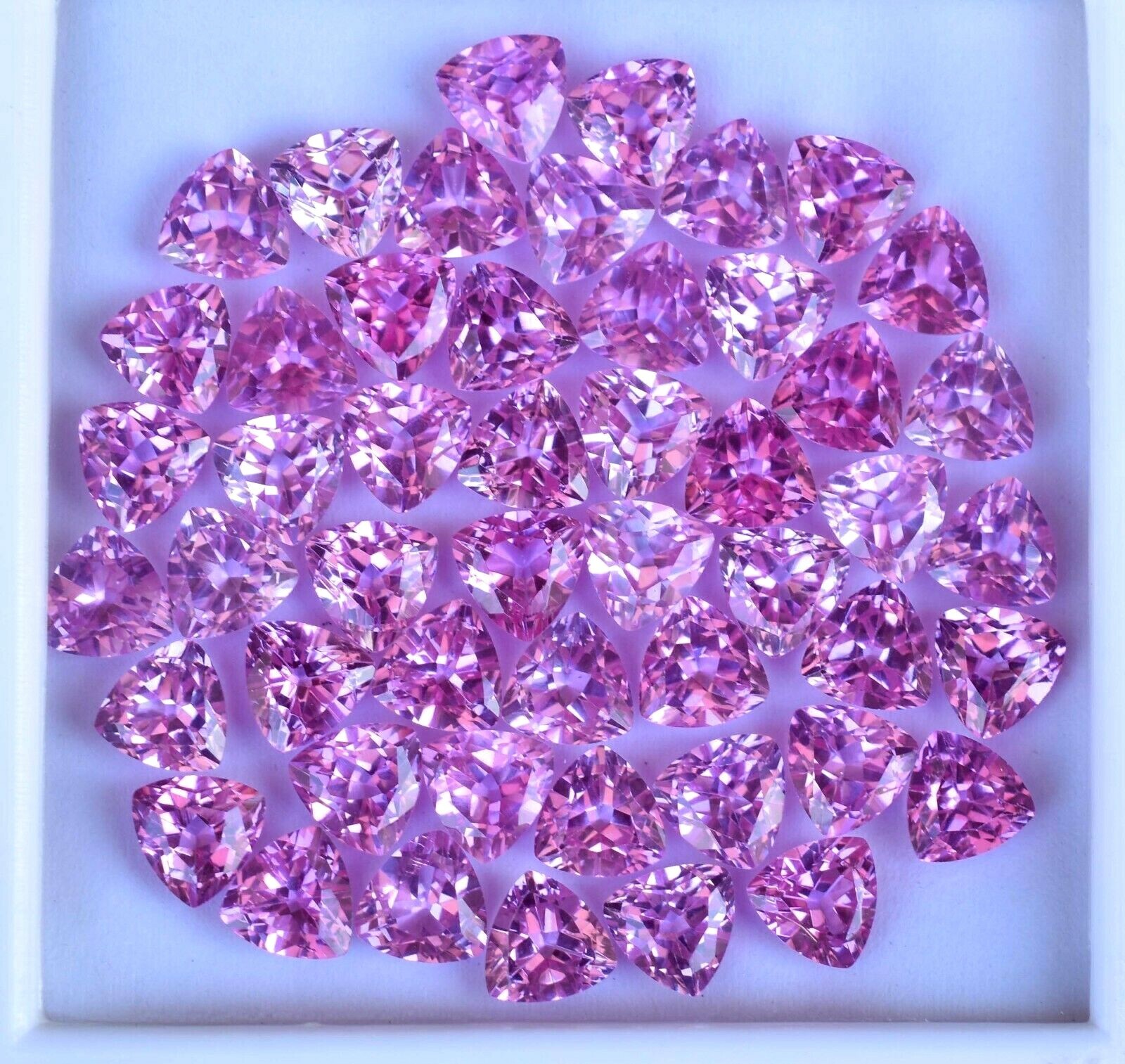 Natural 50 Pcs Mogok Pink Ruby Trillion 6.90 MM Certified AAA+ Treated Gemstone