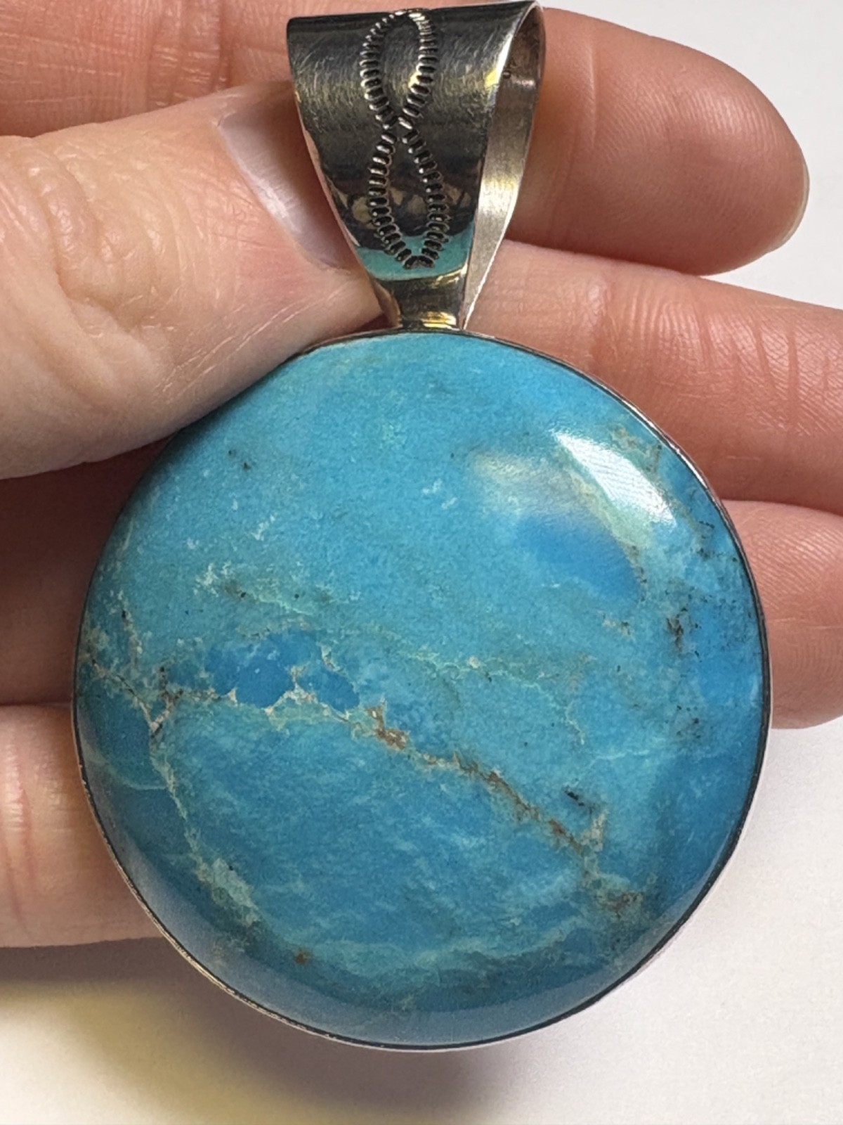 DTR Mine Finds by Jay King Sterling Silver Turquoise Large Round Circle Pendant