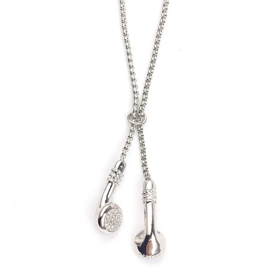 Earbuds Necklace Jewelry 3D Headphones Music Punk Pendant