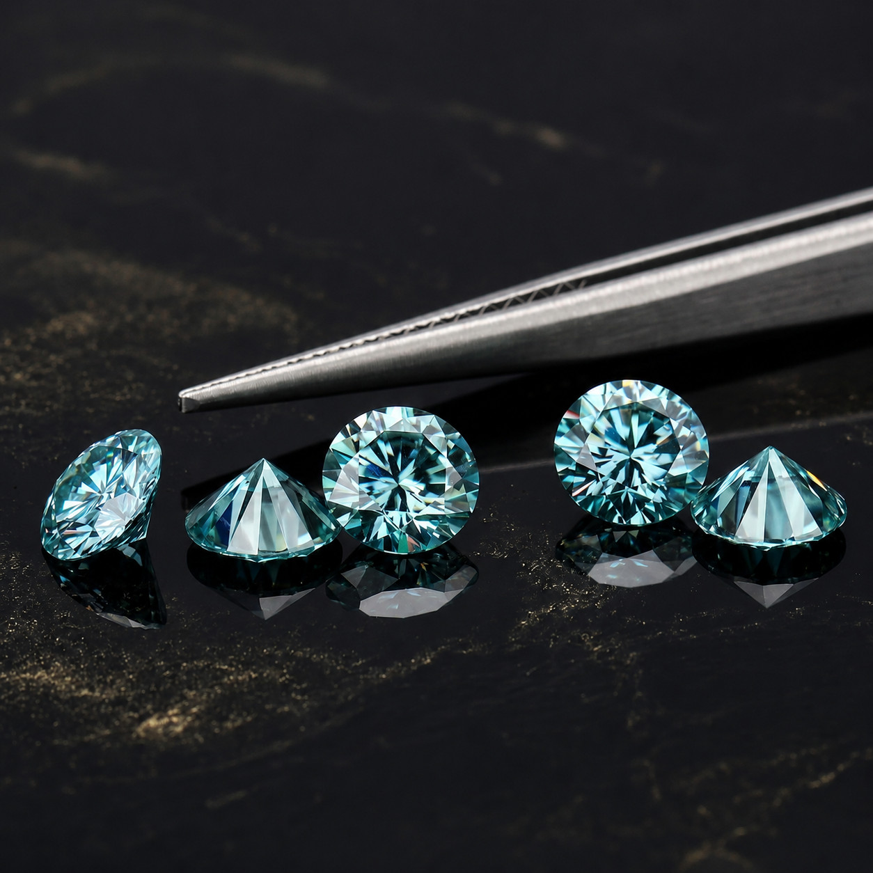 3 Ct Pair Light Blue color Round Cut VVS1 Diamond Loose 8×8 MM Gemstone 2 pcs