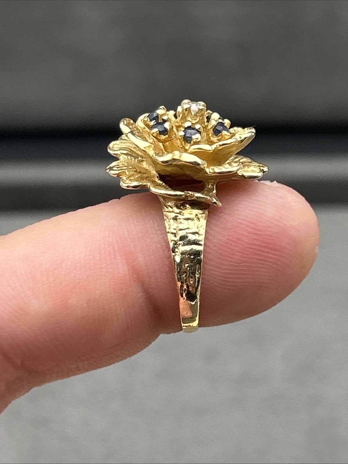 Vintage 14k Gold Sapphire & Diamond Ring Estate Antique 8.8 Grams (Not Scrap)