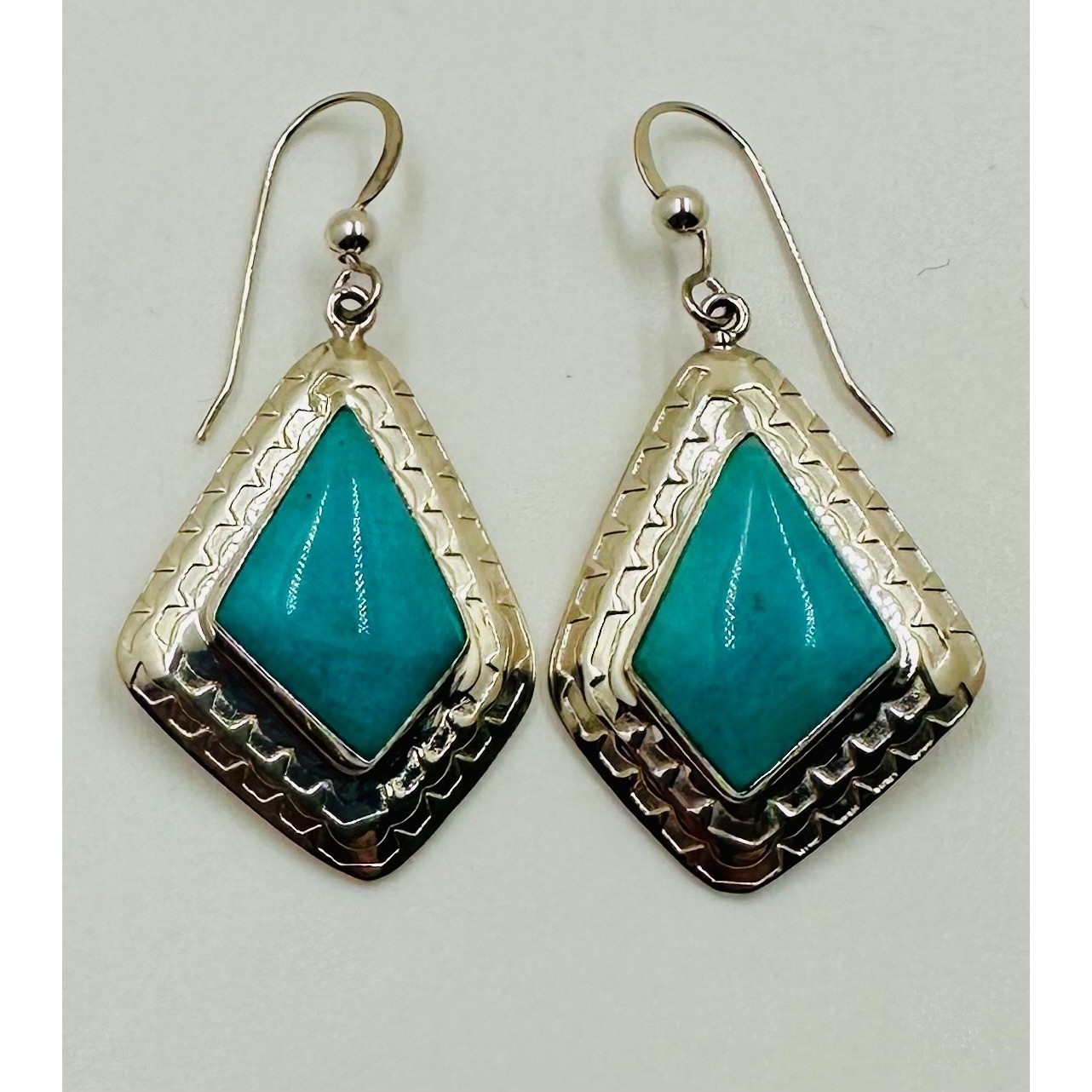 Beautiful Jay King DTR Sterling Silver Turquoise Geometric Drop Earrings 925