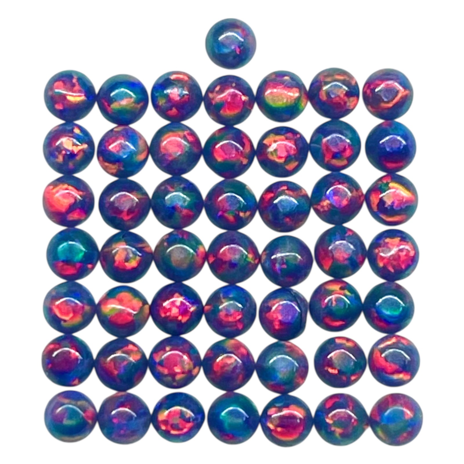 25 Pcs Black Australian Opal 2mm Round Cabochon 5A Quality Lab Created Gemstones