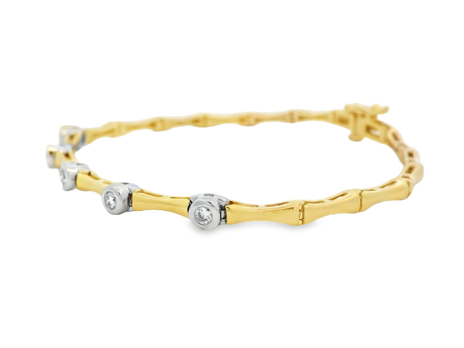 0.25ct Natural 5-Diamond Bezel Bracelet, 14k Multi-Tone Gold, 7″