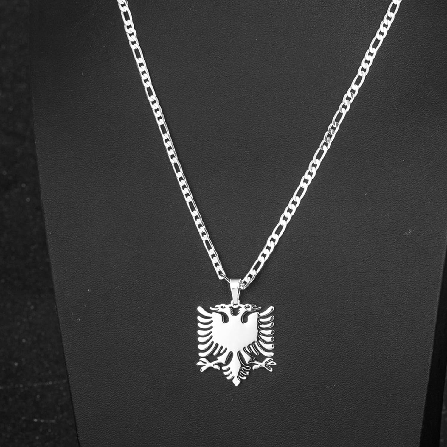 18K Gold Plated Albania Eagle Pendant Necklace for Men Polishing Stainless St…