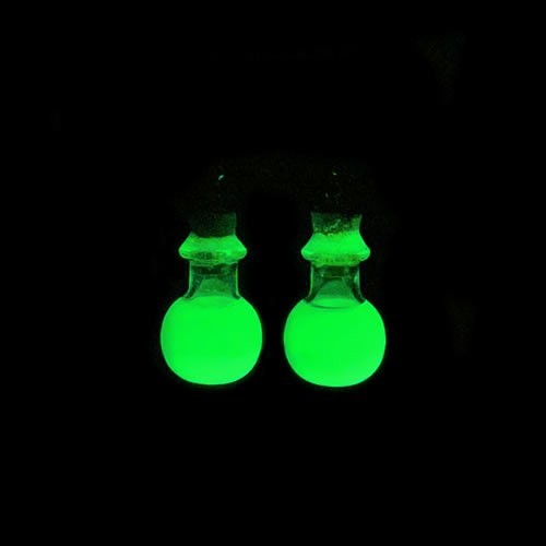 Miniature Potions Bottle Green Glow in the Dark Earrings