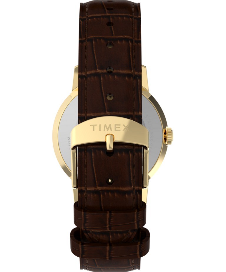 Mens Wristwatch TIMEX MARLIN TW2Y37800 Leather Brown Golden Green Vintage