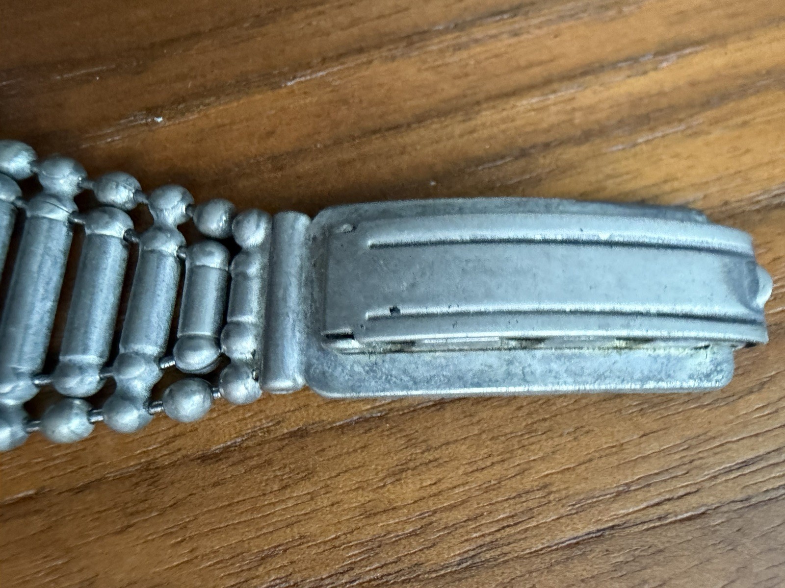 Vintage Giordano Quartz Watch Silver Tone Industrial Bead Tube Link Japan Movt