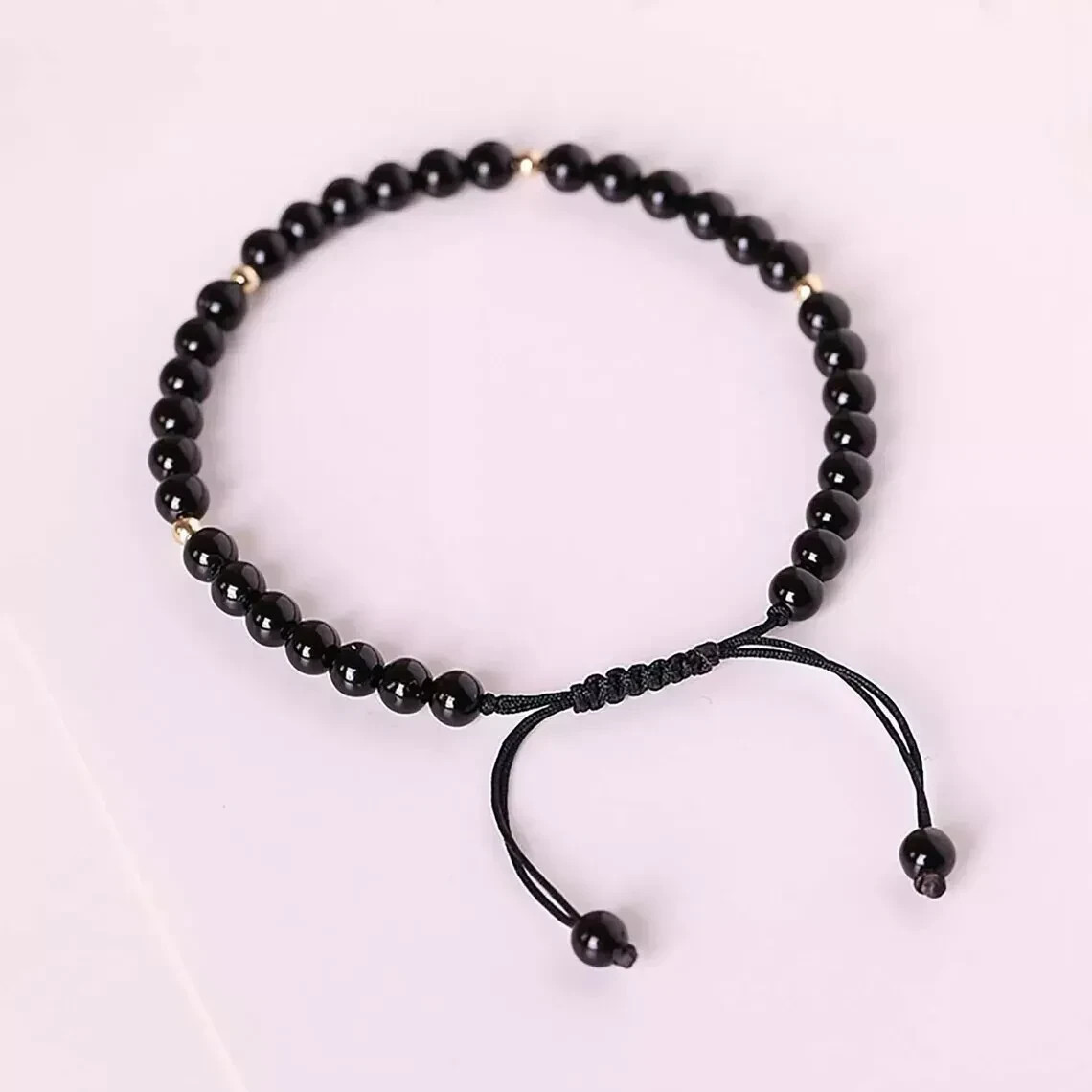 Natural Obsidian Bracelet 4mm Black Crystal Healing Protection Unisex Bracelet