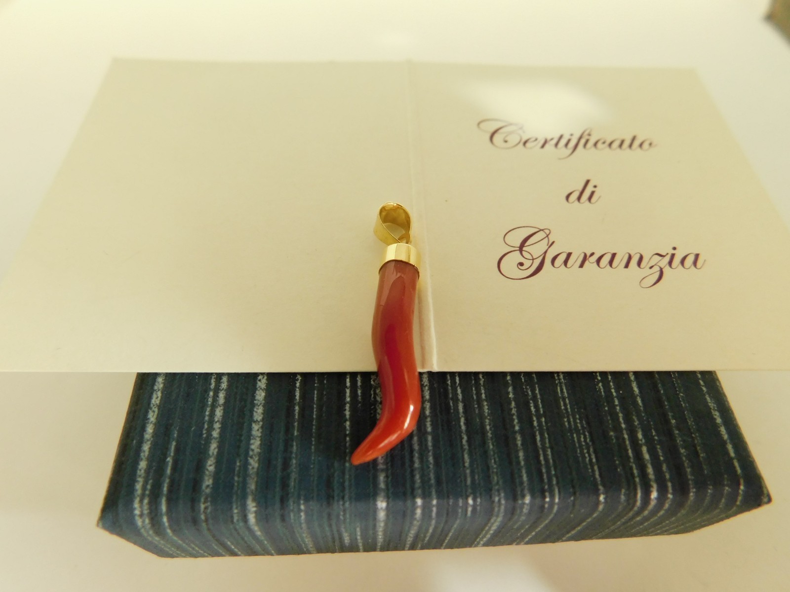 Lucky Horn Horn Cornet Silver Coral Pendant with Chain Men for
