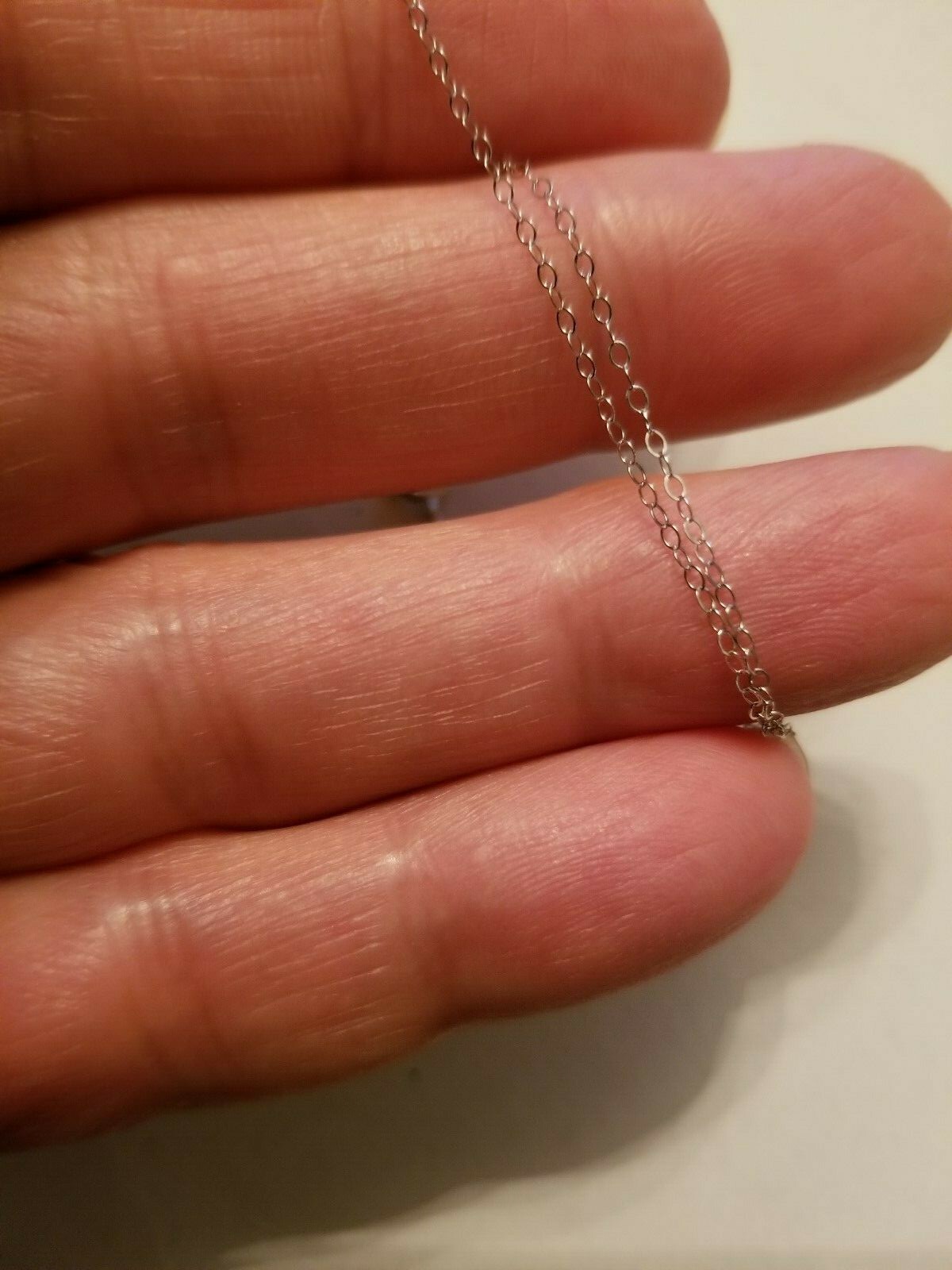 18 INCHES 1MM 10KT SOLID WHITE GOLD CABLE NECKLACE
