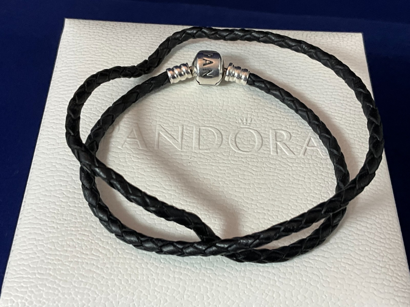 NWOT Pandora 925 Black Leather Bracelet 15″/38cm 590705CBK-D