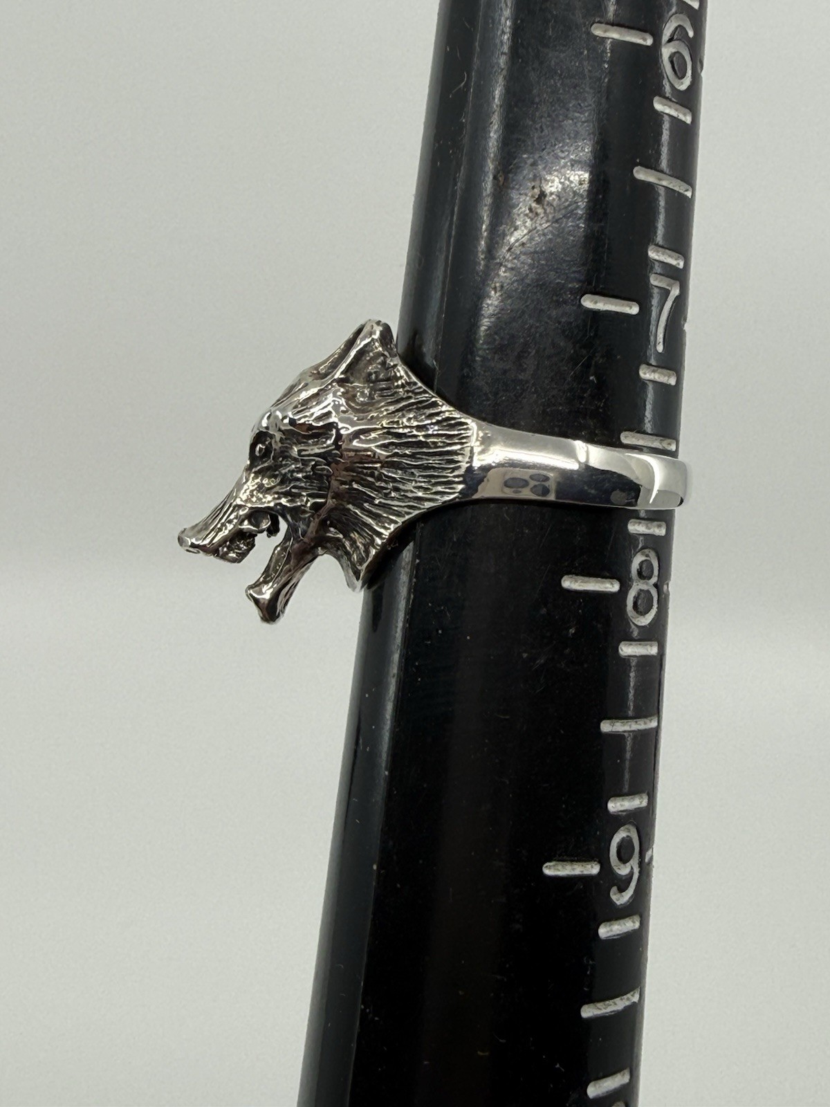 Sterling Silver 925 3D Wolf Head Snarling Ring Size 7.5 8g Gothic Biker Unisex