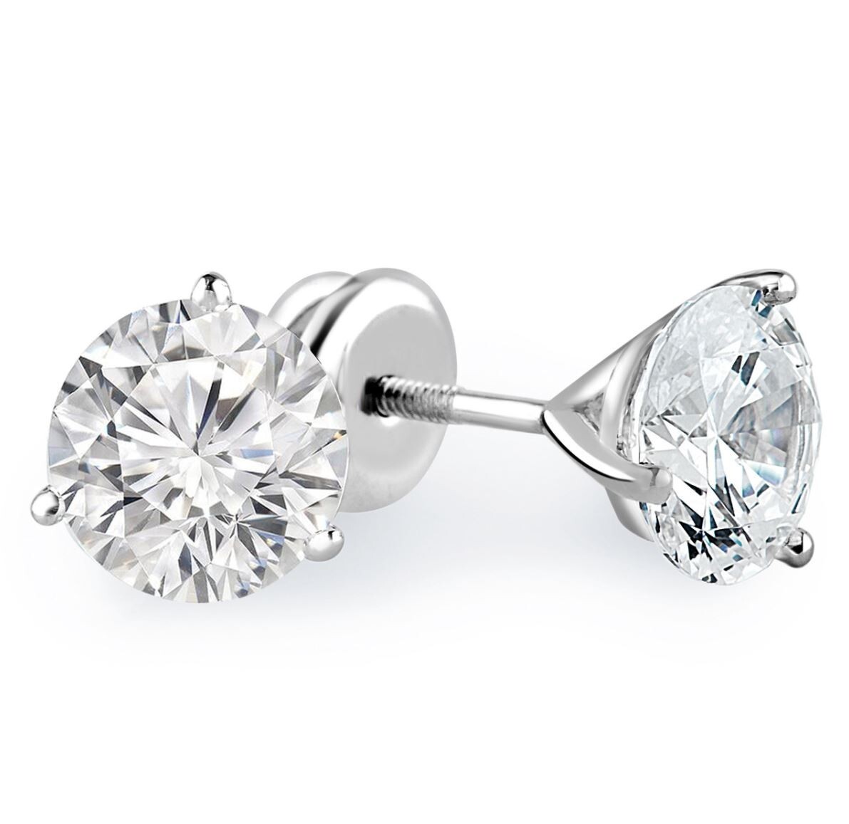 Diamond Martini Studs Women’s Earrings Round 0.50 Ct Lab Created 18k White Gold
