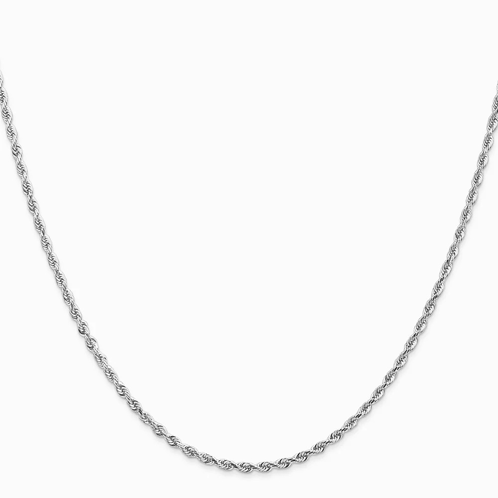 14K White Gold 2.0mm Diamond-Cut Quadruple Rope Chain Necklace 16″-30″