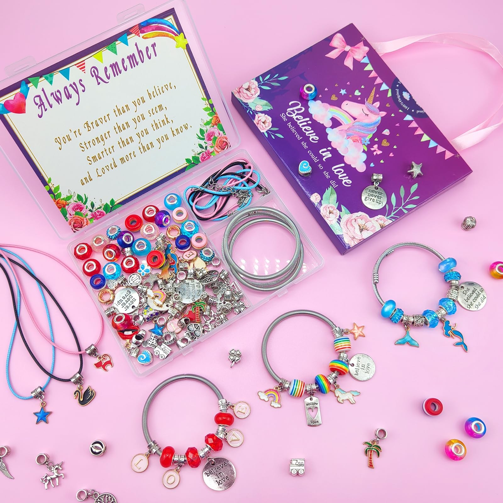 Charm Bracelet/Jewelry Making Kits for Kids Girls,Unicorn Birthday Gifts,Arts Cr