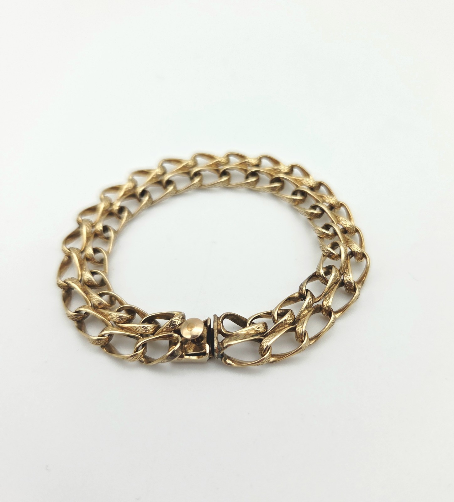 Vintage GF Bracelet Double Row Push Lock Gold Filled No Safety Chain 7″ Long