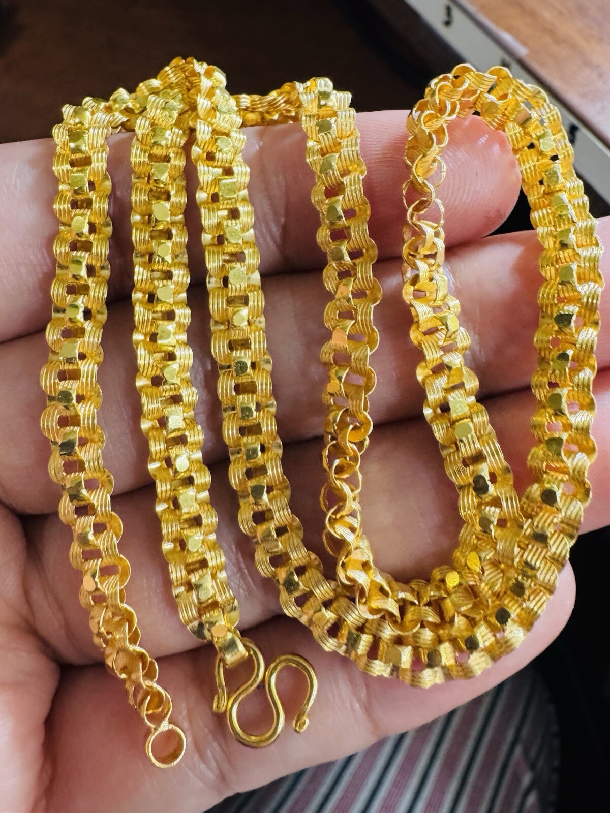 22K 916 22C Fine Real Dubai Gold 17.5”/18 inches Necklace 19g 6mm