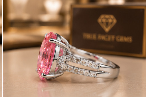 Natural Pink Sapphire & Diamond Wedding Gift Ring 14k White Gold 6 (Import Free)