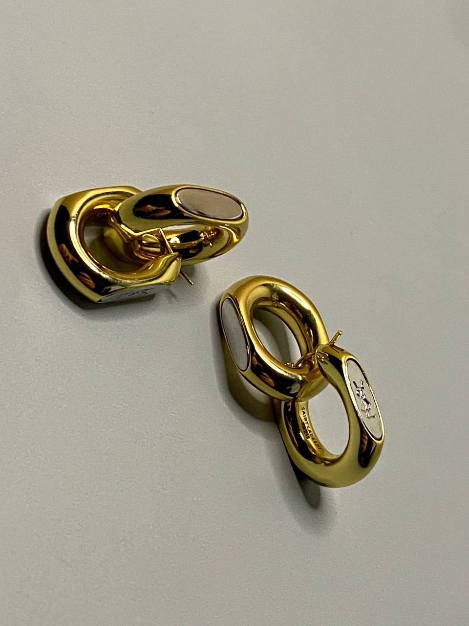 Yves Saint Laurent Gold Interlocking Link Earrings