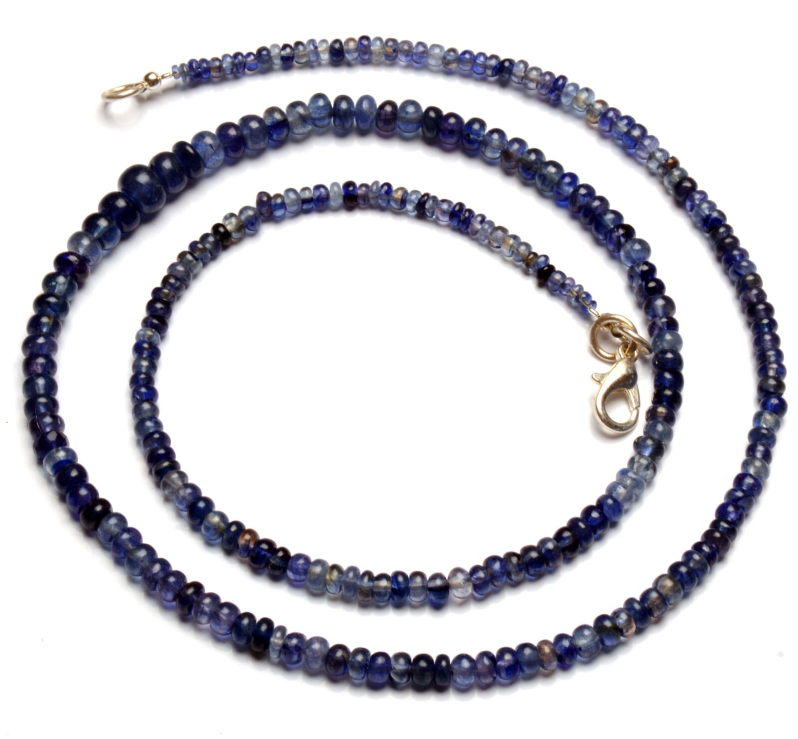 Natural Blue Sapphire Gemstone 3 to 6 mm Size Smooth Rondelle Beads 20″ Necklace