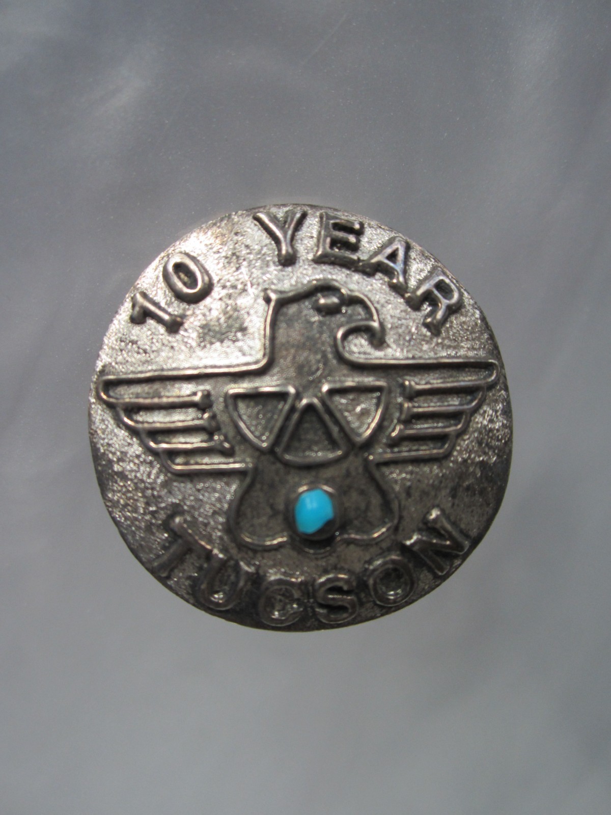 VINTAGE SOLID STERLING SILVER TUCSON 10 YEARS ARIZONA THUNDERBIRD PIN BROOCH