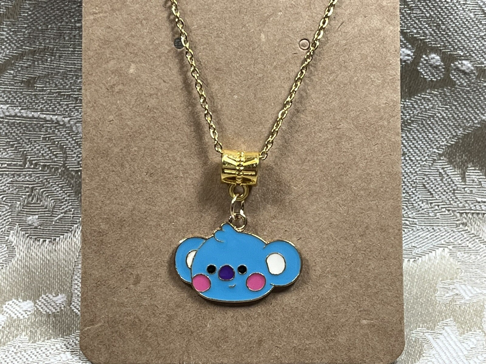 K POP Anime Cartoon Emojis Character Gold Pendant Necklace 18”