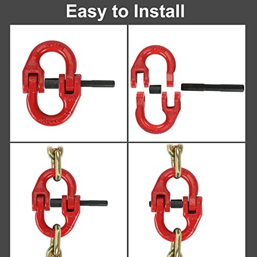 2PC 1/2 inch Tow Hitch Hammer Lock Safety Chain Connector Link Hammerlock Red