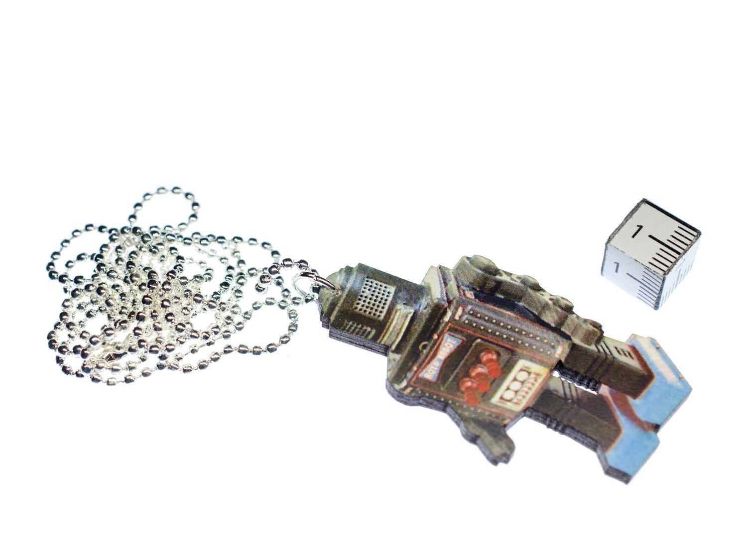 Robot Necklace Miniblings Android Wood Lasered 80cm Round Head
