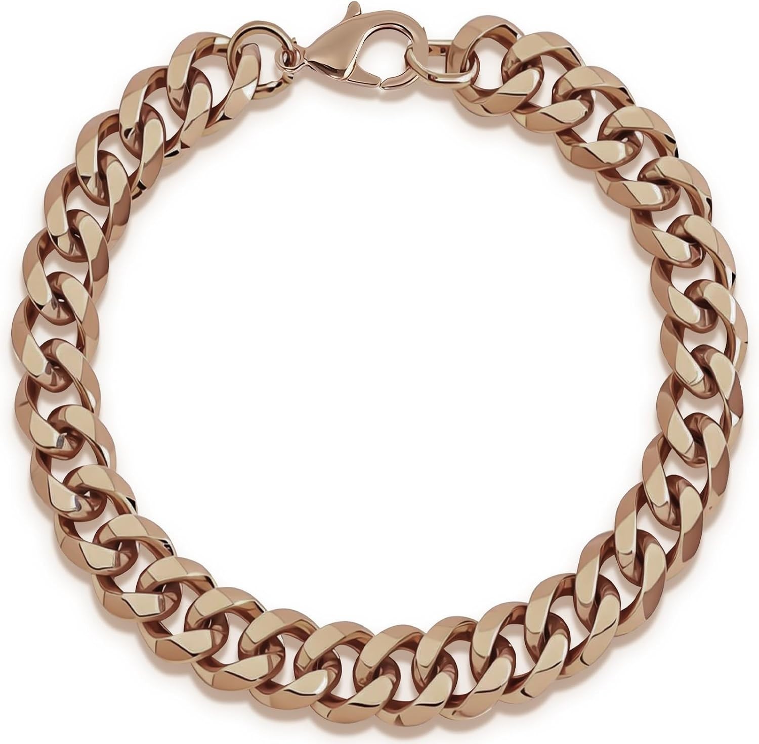 Fashionable Men’s Copper Bracelet – 9in Rose Gold Chain with Buckle Design