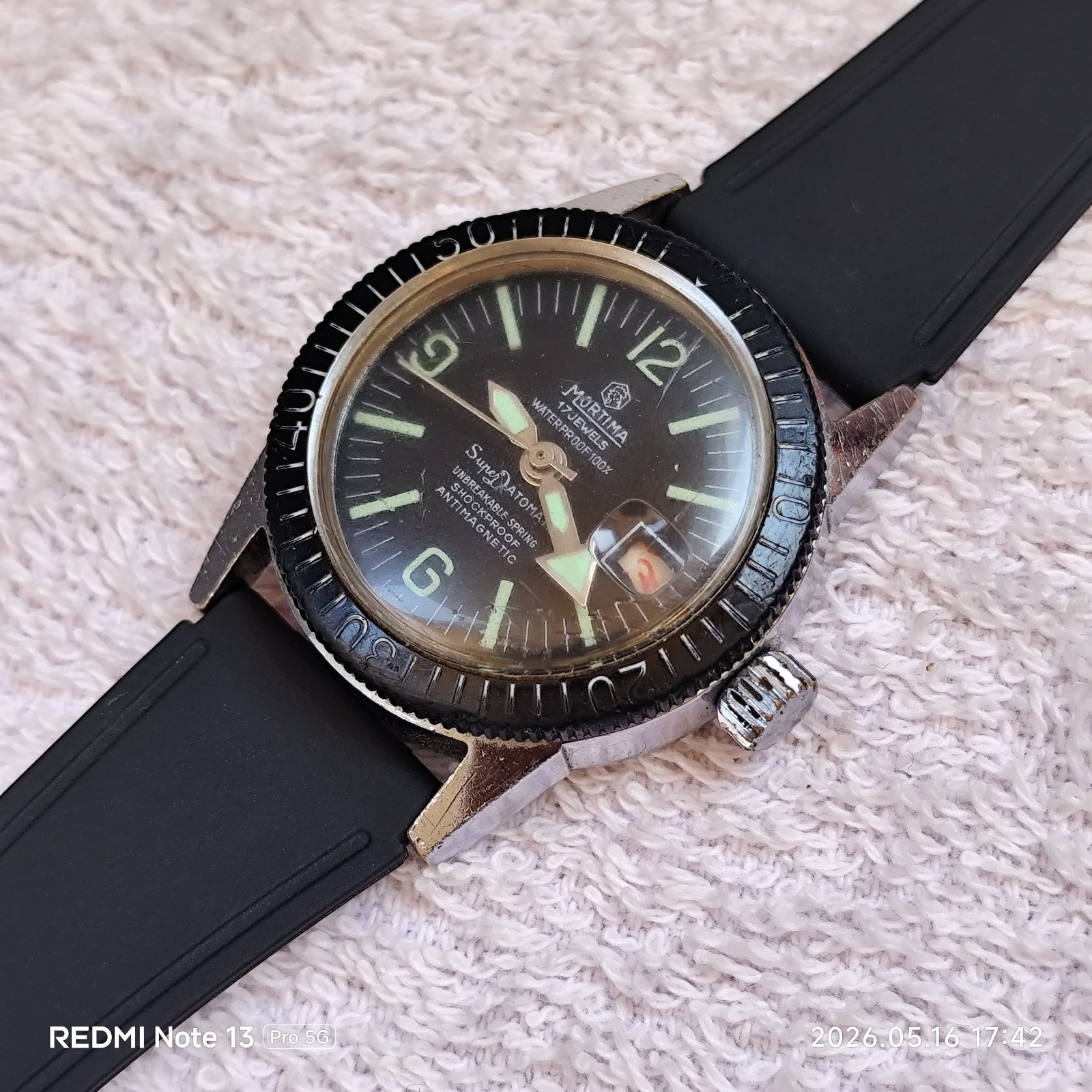 Vintage Mortima Super Datomatic 17 Jewels Mechanical Skindiver Watch – 1970s