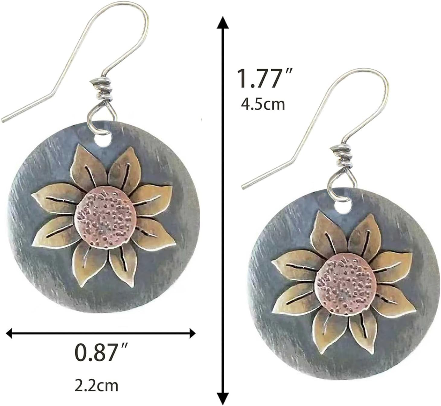 Boho Earrings, Gray Teardrop Earrings, Flower Earrings, Dangle Ethnic Earrings f