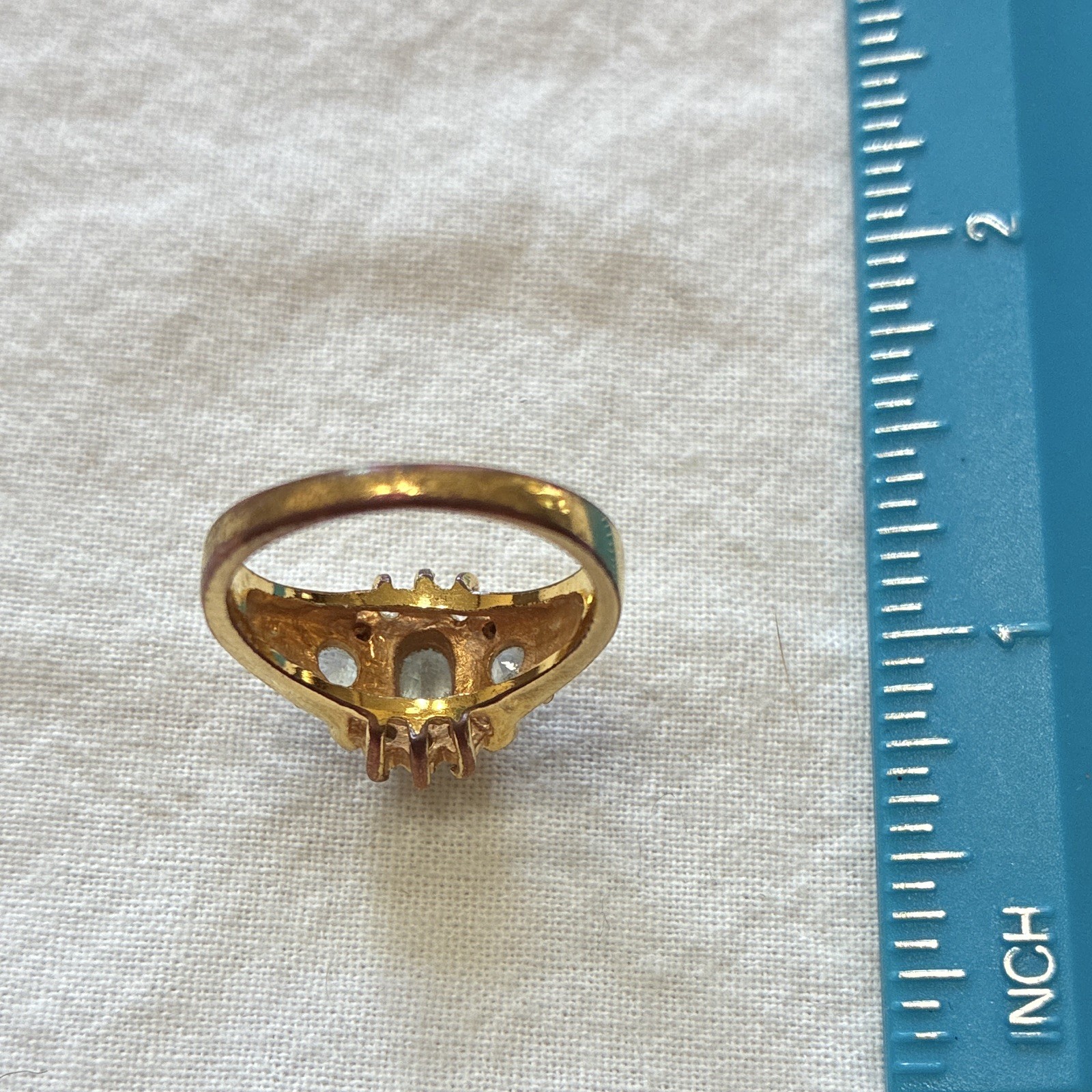 Gold Tone Light Blue Oval Crystal Cluster Halo Cocktail Ring Prong Set Size 7
