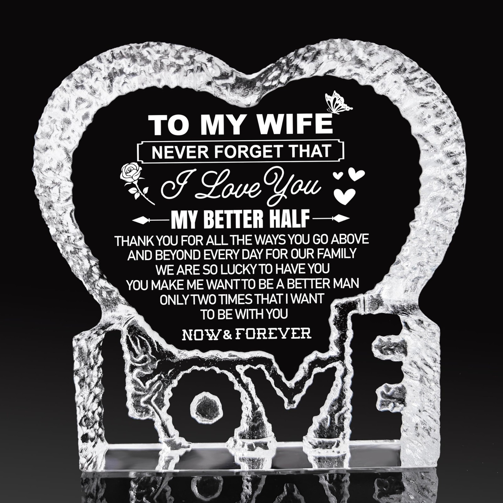 Romantic Crystal Gifts for Wife – K9 Keepsakes, Mother’s Day & Birthday Presents