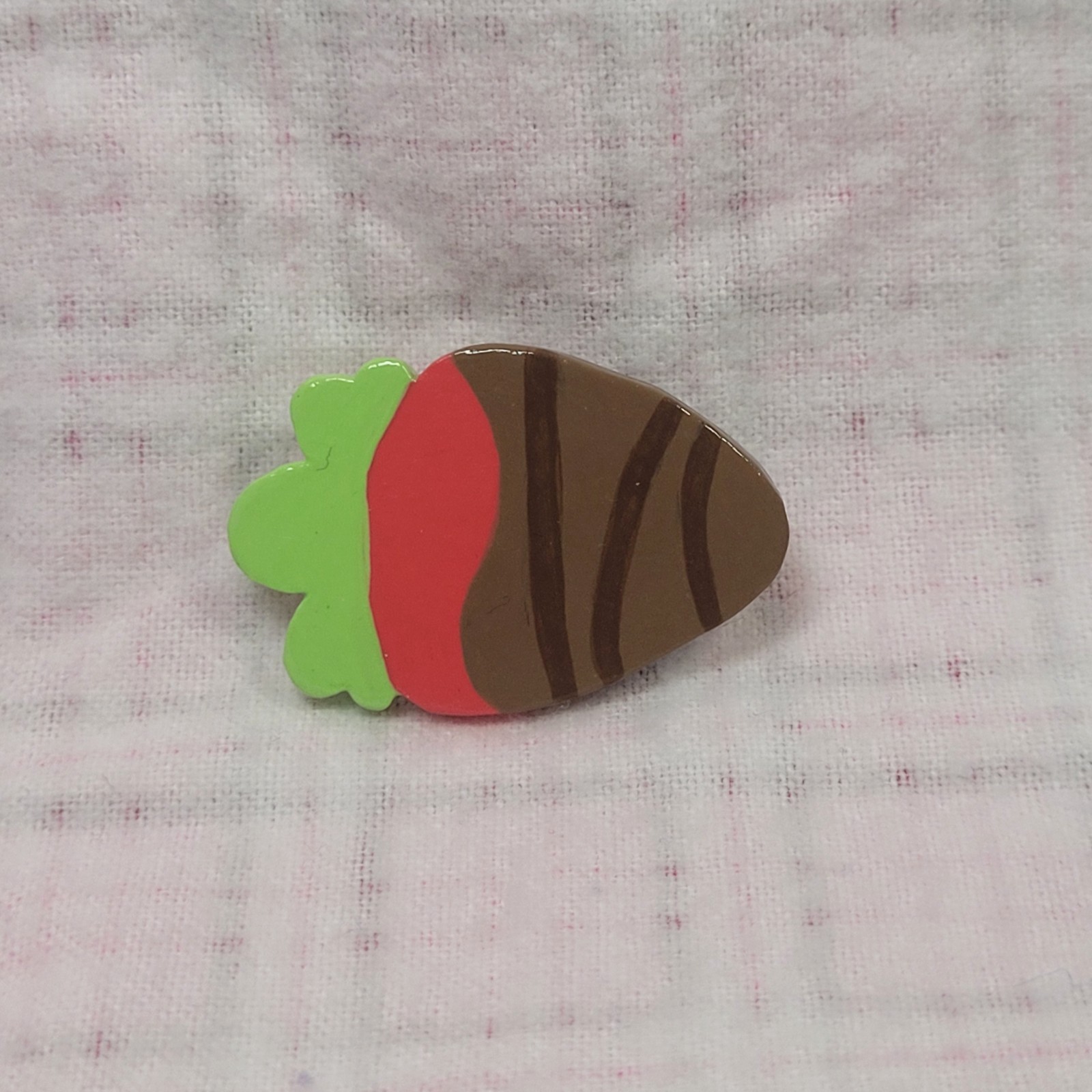 Handmade Art Polymer Clay Strawberry Pin Food Cute Handcrafted