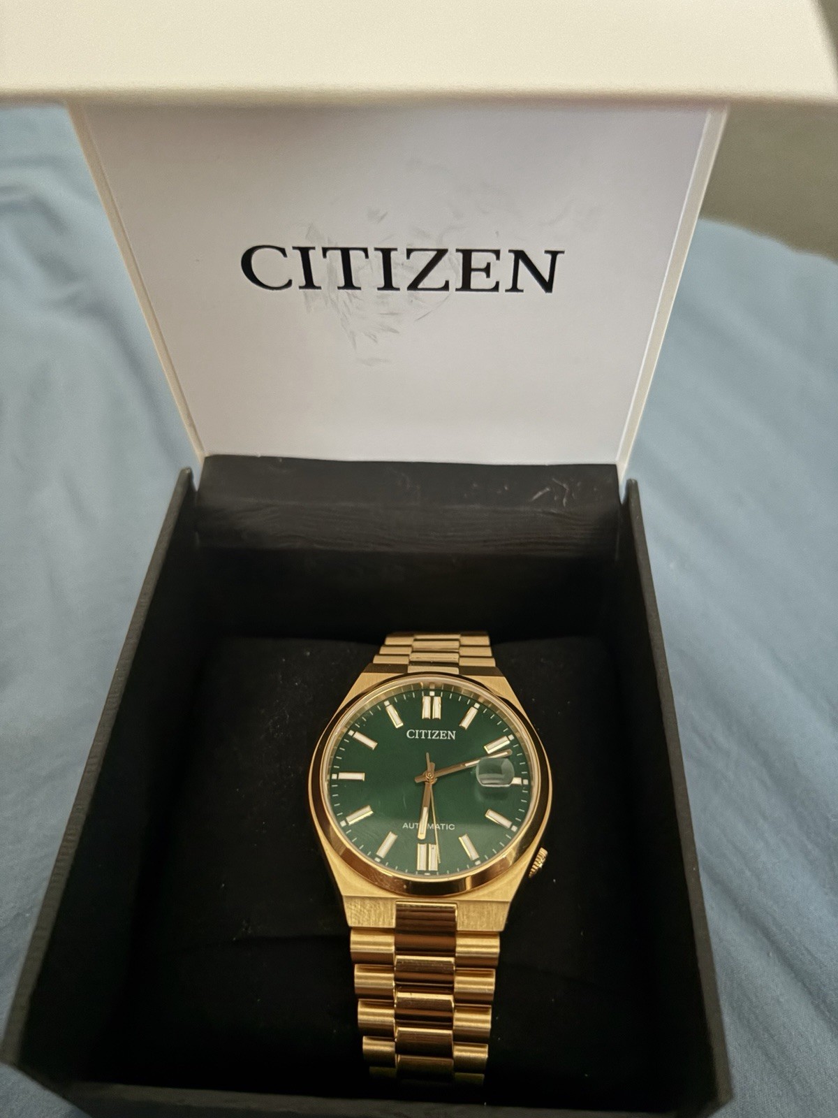 Citizen Tsuyosa Automatic 40mm Green Dial Gold Tone SS Sapphire Date 50m