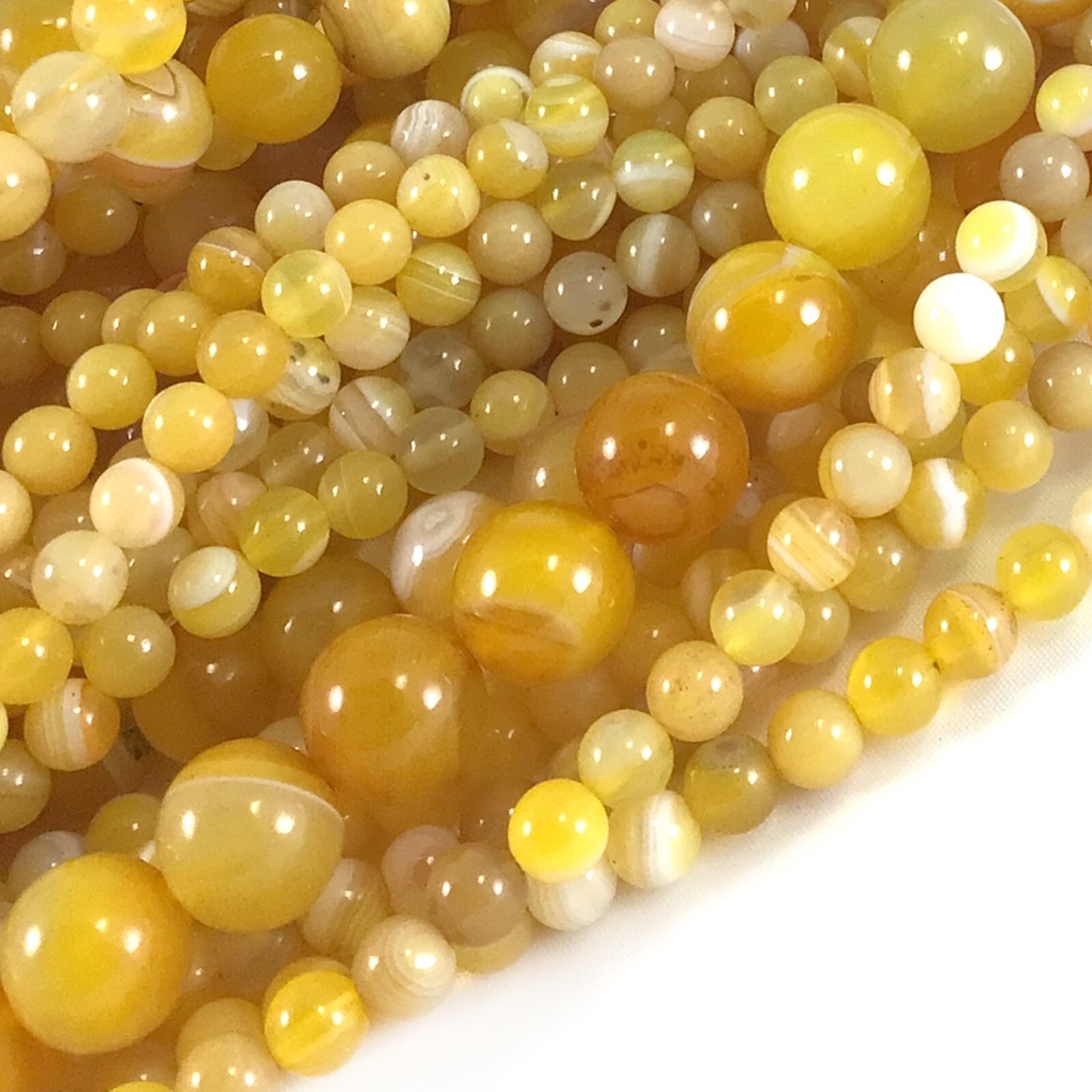 Natural Gold Yellow Stripe Agate Round Bead 15″ Jewelry Making Gemstone Bead