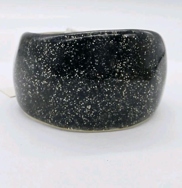 Couture Jet Sparkle WIDE Bangle Bracelet Black Style & Co One Size OSFM