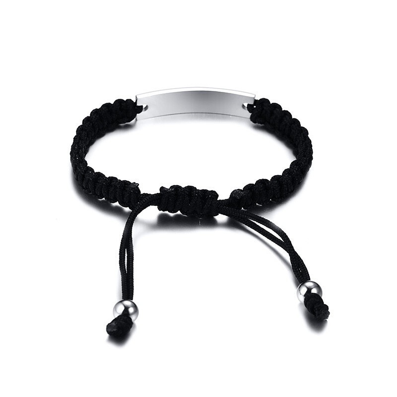 Personalized Medical Alert ID Men’s Bracelet Braided Rope Daily Wear Classic