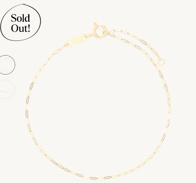 Catbird Petite 1976 14K yellow gold bracelet paper clip 6-7 inches Sold Out
